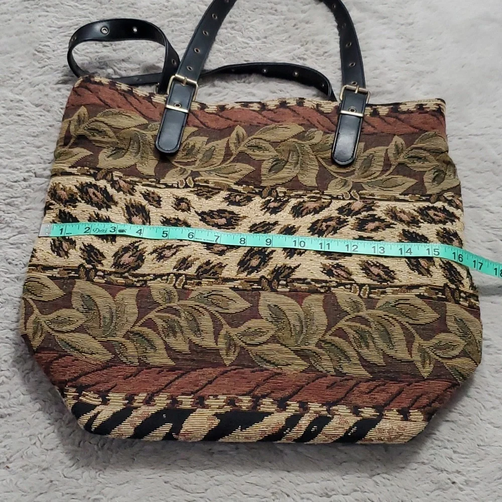 Vintage Naturalizer leaves pattern large tote bag